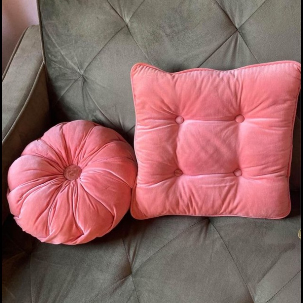 VINTAGE Pink Velvet Throw Pillows